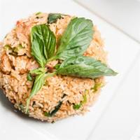 Thai Basil Fried Rice · Fresh basil, bell peppers, onions with soy ham.