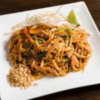 Pad Thai · Rice noodle, bean sprouts, brown tofu, crushed peanuts.