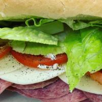 Italian Sandwich · Ham, salami, provolone cheese, lettuce, tomato, onions, mayo.