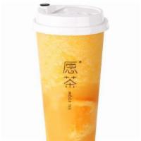 Orange Tea · Vegan friendly. Ice blended with fresh orange and Green tea 采用新鲜甜橙和清新绿茶制作而成 cal.239-308