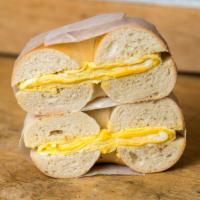 Egg And Cheese Bagel · Choice of bagel with 2 scrambled eggs and cheese.