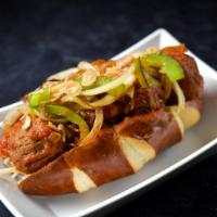Wicked Meatball Sandwich · Old school 100% plant based meatball grinder with homemade marinara, onions, peppers and veg...