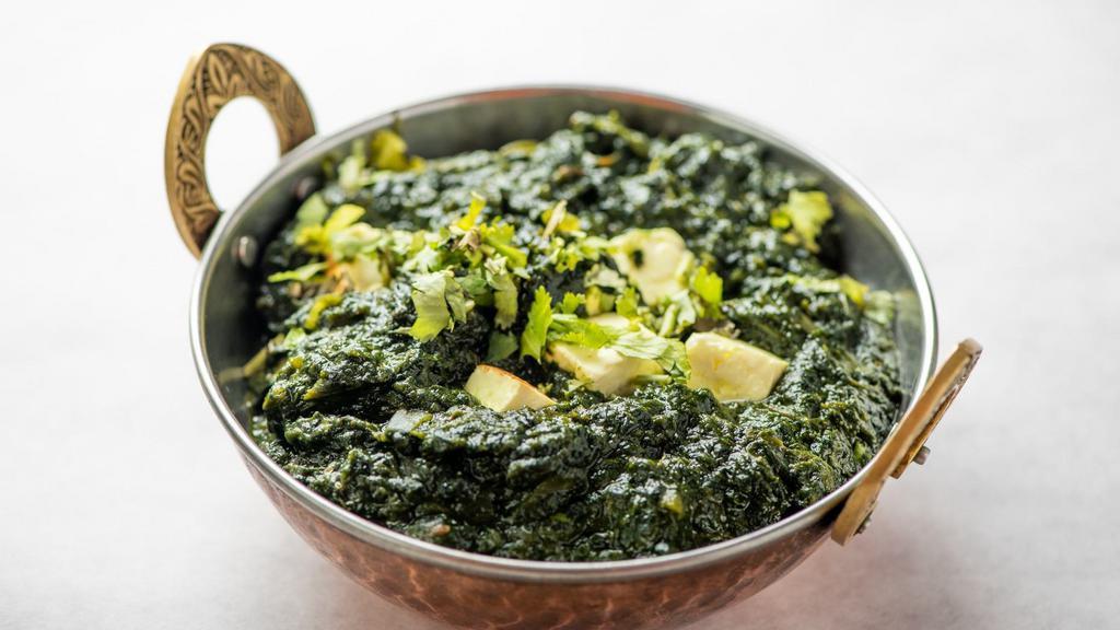 Saag Paneer · Indian cheese pieces sauteed in spinach with hint of spices.