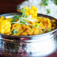 Aloo Gobhi ( Vegan ) · Cauliflower and potatoes cooked in Indian spices.