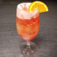 The Cinderella · Lemon juice, Orange juice, Pineapple juice, ginger ale, and a splash of grenadine.