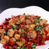 Triple Pepper Chicken（三椒煸鸡） · Hot & Spicy.