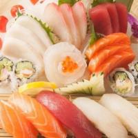 Sushi & Sashimi (For 1) · 5pcs assorted sushi / 10pcs assorted sashimi/ california roll.