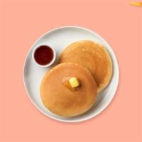 Buttermilk Pancakes · 3 pcs fluffy pancakes cooked with care and love served with butter and maple syrup.