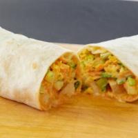 Buffalo Chicken Wrap · Spicy buffalo chicken strips with lettuce and chunky blue cheese.