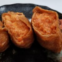 Spicy Ahi Inari  (2Pcs) · Inari(bottom rice) with Spicy ahi on top (2pcs)