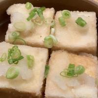 Agedashi Tofu · Lightly fried tofu in dashi soy.
