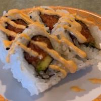 Spicy Tuna Roll · Spicy tuna, avocado inside, spicy mayo on top.

Consuming raw or undercooked meats, poultry,...