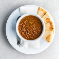 Lentil Soup - Cup · A hearty Mediterranean classic, made with green lentils, carrots, and tomatoes. Served with ...