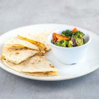 Chicken Quesadilla · Melted American cheese and grilled chicken in a warm tortilla. Cut into wedges.