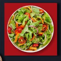 Classic House Salad · Romaine lettuce, cherry tomatoes, red onions, cucumbers, shredded carrots, and shredded purp...