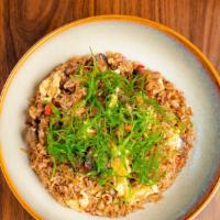 Chicharron Chaufa · Pork belly Fried rice, eggs, red peppers, soy and scallions