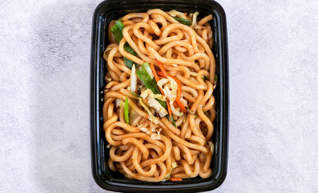Vegetable Stir Fried Udon · Cabbage, onion, carrot and green onion noodle. Comes with salad.