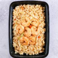 Shrimp Stir Fried Rice · Shrimp, cabbage, onion, carrot, green onion fried rice. Comes with salad and miso soup.