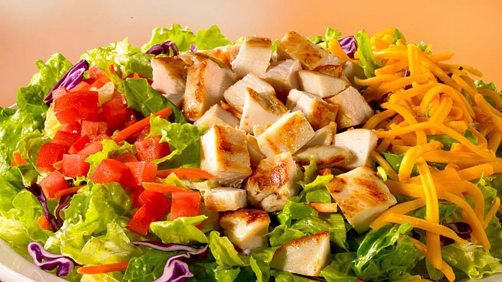 Grill Chicken Salad · Fresh lettuce, tomatoes, cucumber, red onion, olives topping with grilled chicken breast.