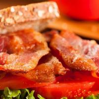 Hummus Blt Sandwich · Applewood bacon, lettuce, tomato with hummus spread.