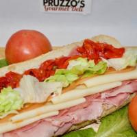 Italian Combo Sandwich · Most popular. Ham, Genoa salami, Provolone cheese, lettuce, tomato and onions oil & vinegar,...
