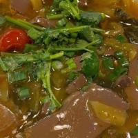 Sour Pickle  With Duck Blood ( 酸菜鸭血） · Juicy duck blood with sour pickle ，little  spicy