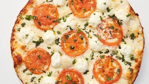 White Pizza · Mozzarella, ricotta, fresh basil and fresh tomatoes (no sauce).
