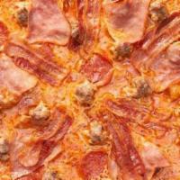 Meat Lovers · Pepperoni, ham, bacon, and sausage.
