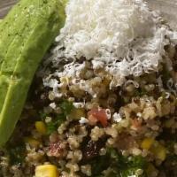 Quinoa Kale · Baby kale, grilled corn, feta, walnuts.