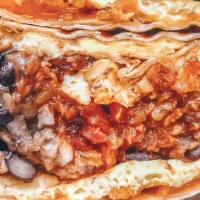 Breakfast Burrito · egg scram, scallions, tater tots, black beans, cheddar cheese, crispy fried onions, + Hutch ...