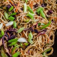 Schezwan Veg Noodles · Vegan. Indian noodle and fresh veggies stir-fried with fiery chili sauce.