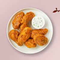 Habanero Hub Wings · Fresh chicken wings breaded, fried until golden brown, and tossed in mango habanero sauce. S...