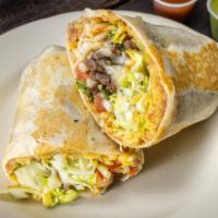 Burritos · Grilled and seasoned green vegetables, rice, beans, lettuce, tomatoes, and avocados, wrapped...