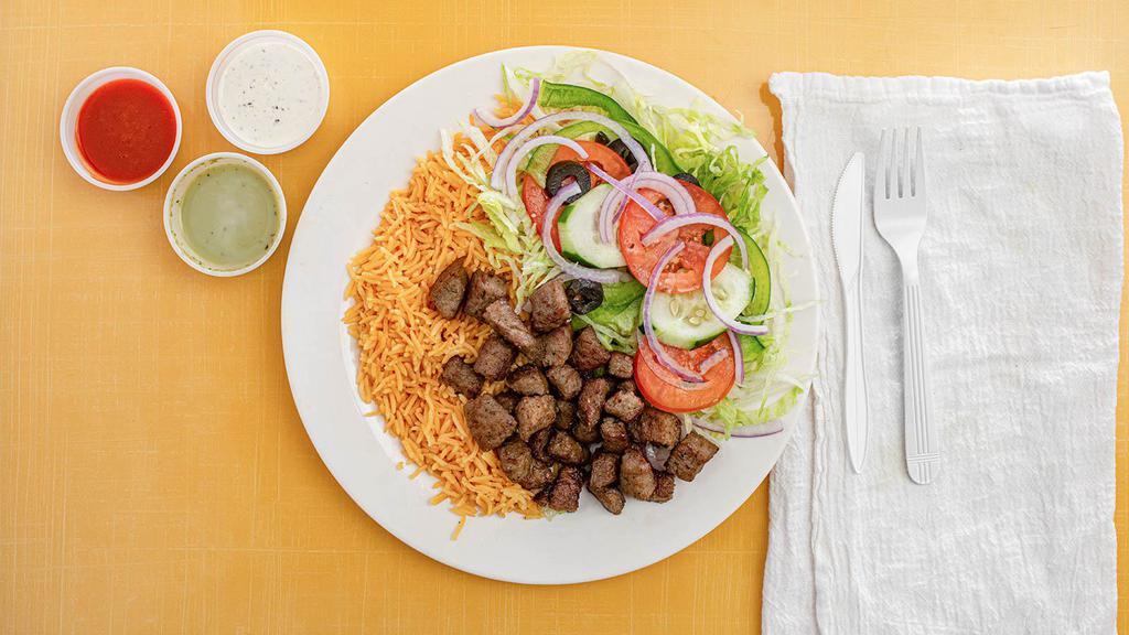 Gyro Platter · With Rice, Salad, & Pita Bread.