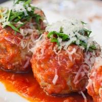 Antipasti - Meatballs · served in marinara sauce with grated grana and parsley.