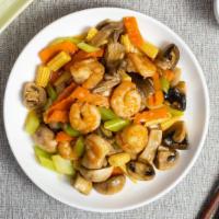 Seafood Delight · Jumbo shrimp, scallops, and imitation crab meat sautéed with assorted chinese vegetables in ...