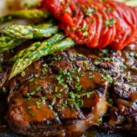 Ribeye Steak · With mashed potatoes, asparagus (16 oz).