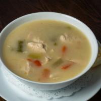 Chicken Soup · Creamy broth with celery, carrots, potato and peppers