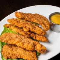Chicken Fingers (5 Pcs) · Served with honey mustard sauce.