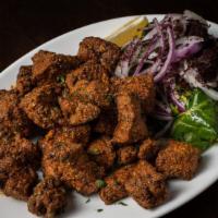 Fried Liver Cubes · Tender pieces of calf's liver breaded and deep fried then tossed with seasoning and herbs.