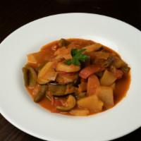 Mixed Vegetable Casserole · Turkish seasoned zucchinis, carrots, onions, tomatoes, string beans, potatoes, eggplants, sl...