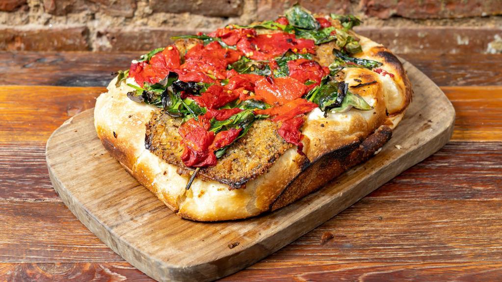 Vegetale Ssp Pizza · Vegetarian. Zucchini, spinach, charred pepper, and goat cheese.