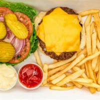 Cheese Burger · Lettuce tomato, american cheese, mayo and ketchup.