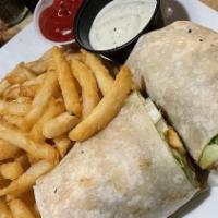 Buffalo Chicken Wrap · Wing sauce, Monterey Jack cheese, lettuce, and tomatoes.