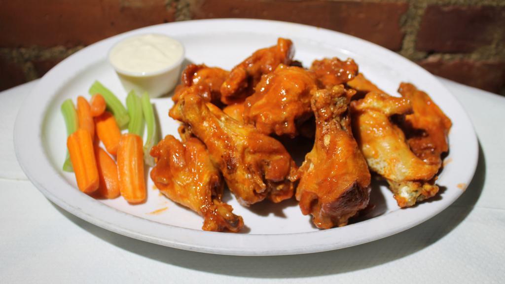 Naked Wings · Flavors available: 
Lemon Pepper dry rub, Buffalo sauce, Thai Chili sauce, BBQ sauce, Garlic Parmesan dry rub, Honey Mustard sauce, Mild sauce, Hot Honey sauce, Jack Daniels BBQ sauce, Honey BBQ sauce, Spicy BBQ sauce, Teriyaki sauce, Cajun dry rub &  Firehouse Ladder 23 sauce
!!! Flats only must pay up-charge below !!!