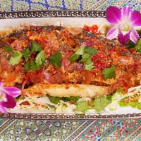Fried Whole Fish With Spicy Sauce · 