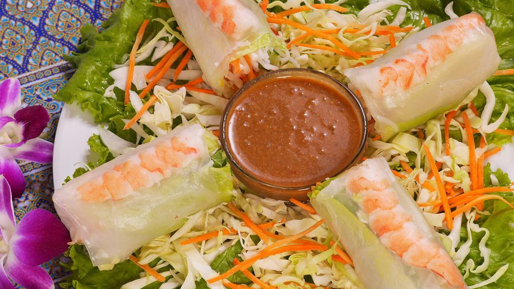 Sumner Rolls (4 Pc) · Refreshing rolls filled with shrimp or tofu, mint, rice noodles, bean sprouts, carrot, cucumber, and lettuce. Served with hoisin peanut sauce.