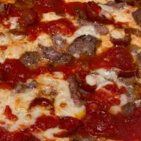 Meat Lovers Pie · Sausage, pepperoni and Mozza's homemade meatballs.