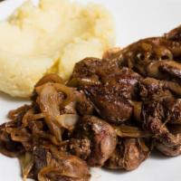 Chicken Livers · Sautéed with onions, served over mashed potatoes.