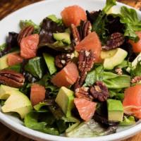 12 Chairs Salad · Mesclun, avocado, grapefruit, roasted pecans, and 12 Chairs vinaigrette.